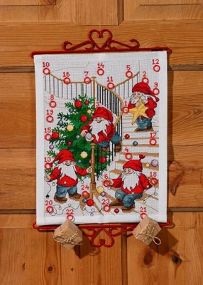 Embroidery picture 40 x 70 discount cm - Advent calendar - Dwarves in the stable